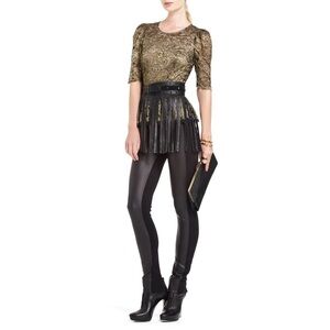 NEW BCBGMAXAZRIA NIMI BLACK GOLD LACE ZDP1N941 TOP SIZE 0